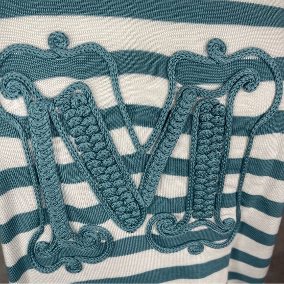 MaxMara Monogram Embroidered  Ragno Top In Blue Women's Size L - Picture 7 of 8